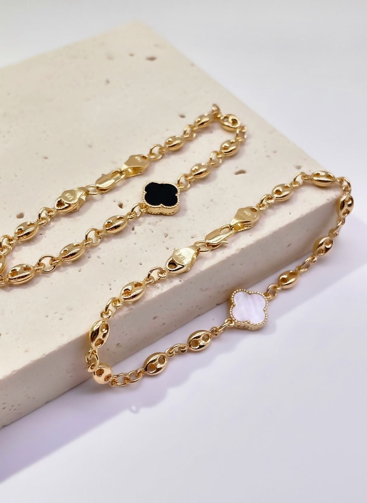 Dúo Pulseras Gucci VC | Negro & Blanco 18 CM | Envío Gratis