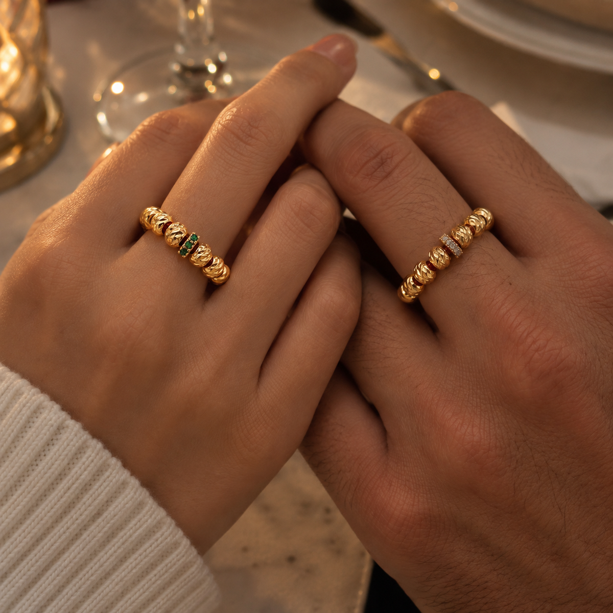 Dúo Anillos Tejidos Para Compartir