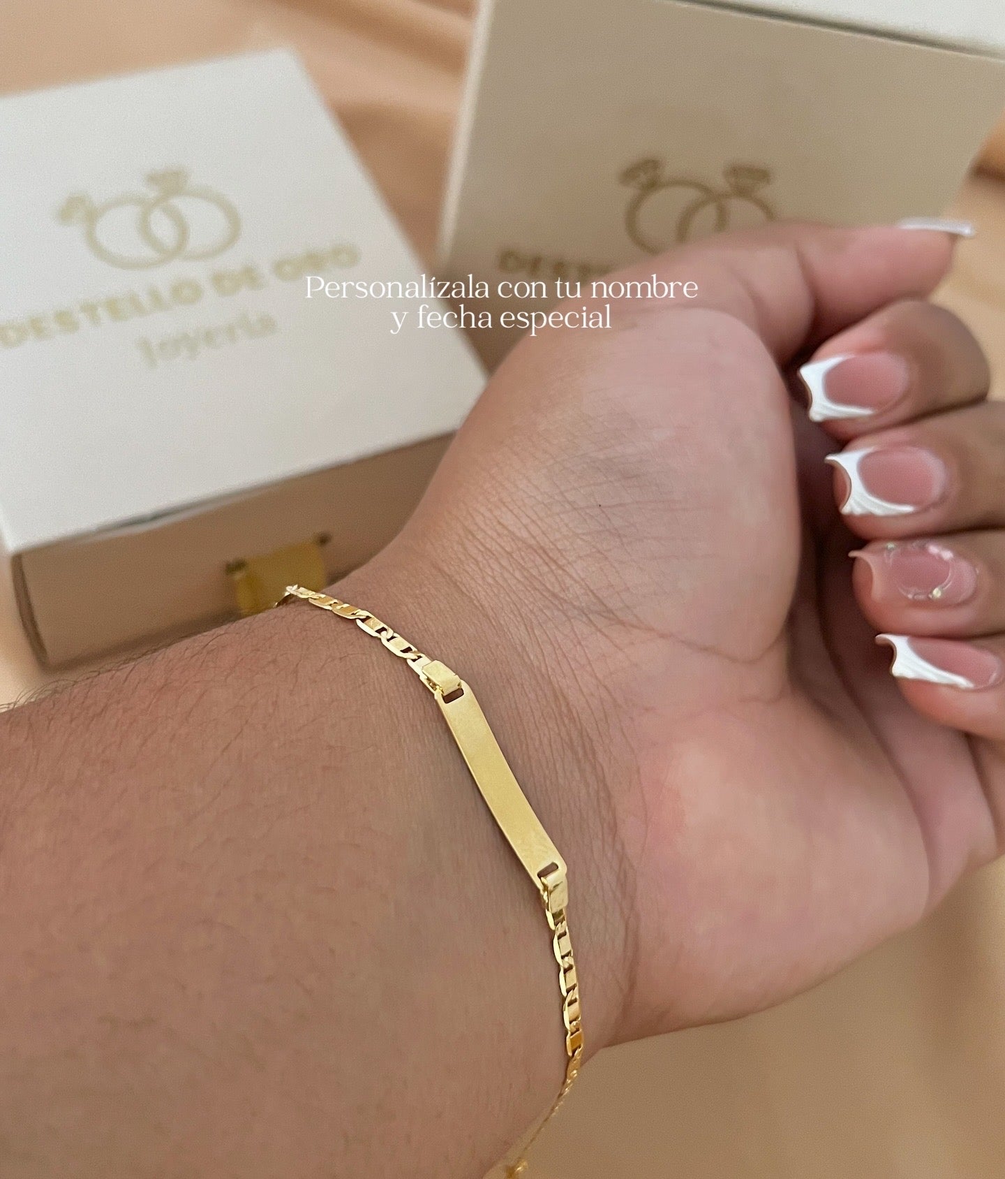 Pulsera placa tejido escalera plana