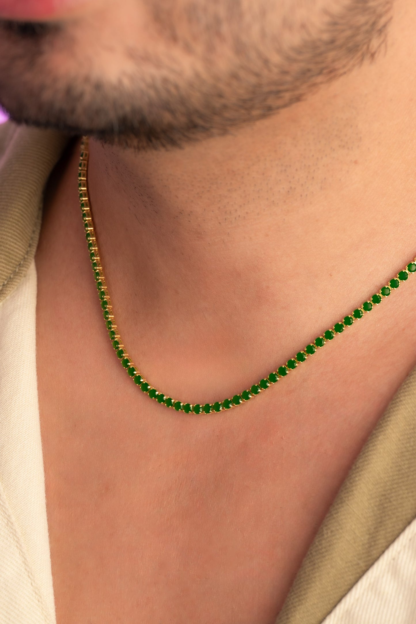 Cadena Circonia Verde Unisex