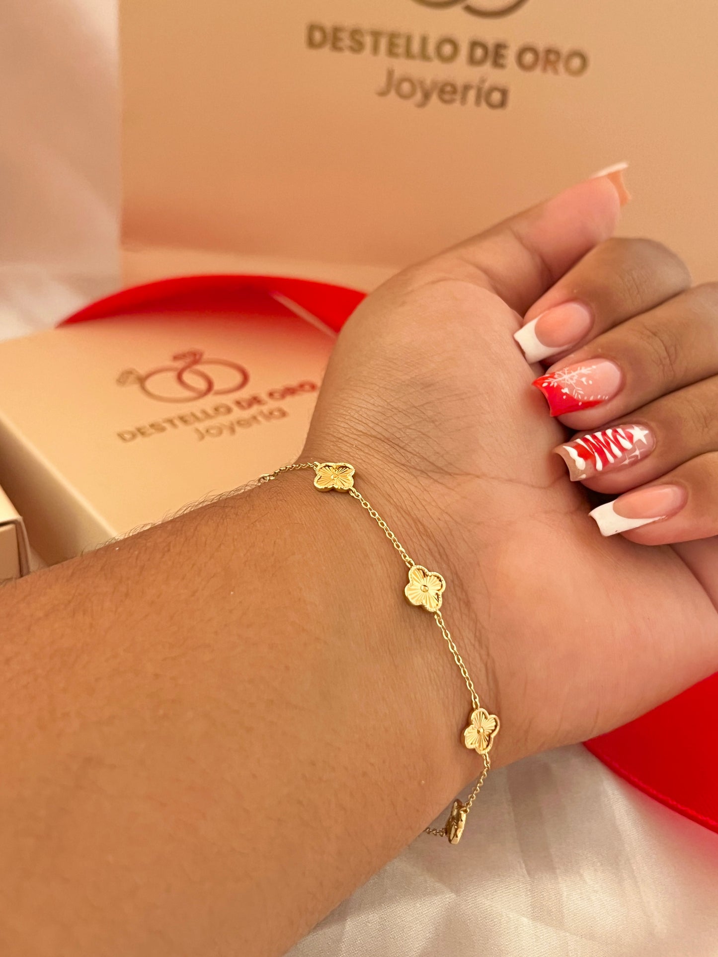 Pulsera Mini Clover Dorada | 16 Cm