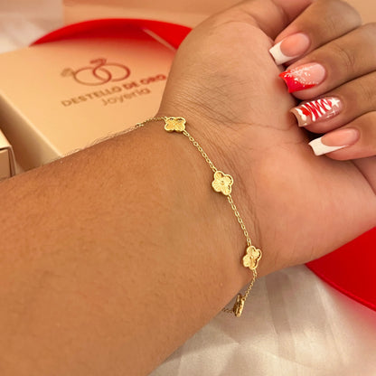 Pulsera Mini Clover Dorada | 16 cm