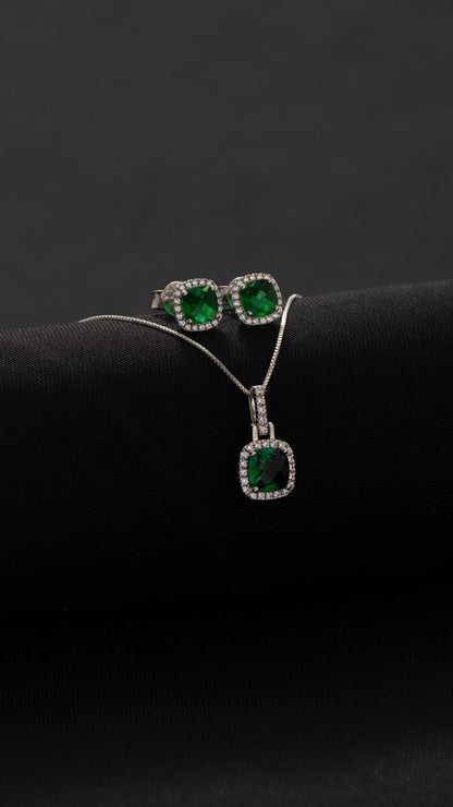 Conjunto Pave Circón Verde | Plata Ley 925 Italiana 🇮🇹