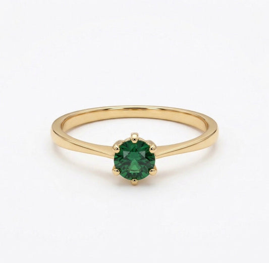 Anillo Solitario Tipo Esmeralda