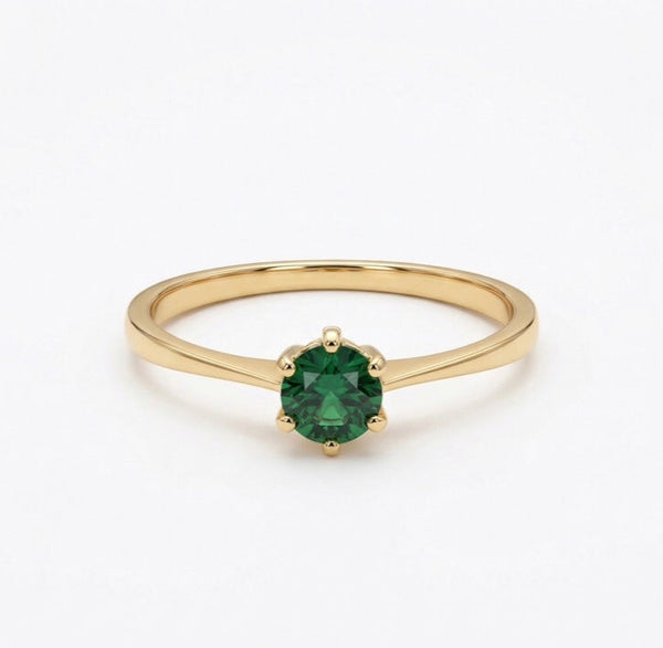 Anillo Solitario Tipo Esmeralda