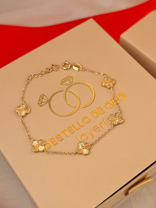 Pulsera Mini Clover Dorada | 16 Cm