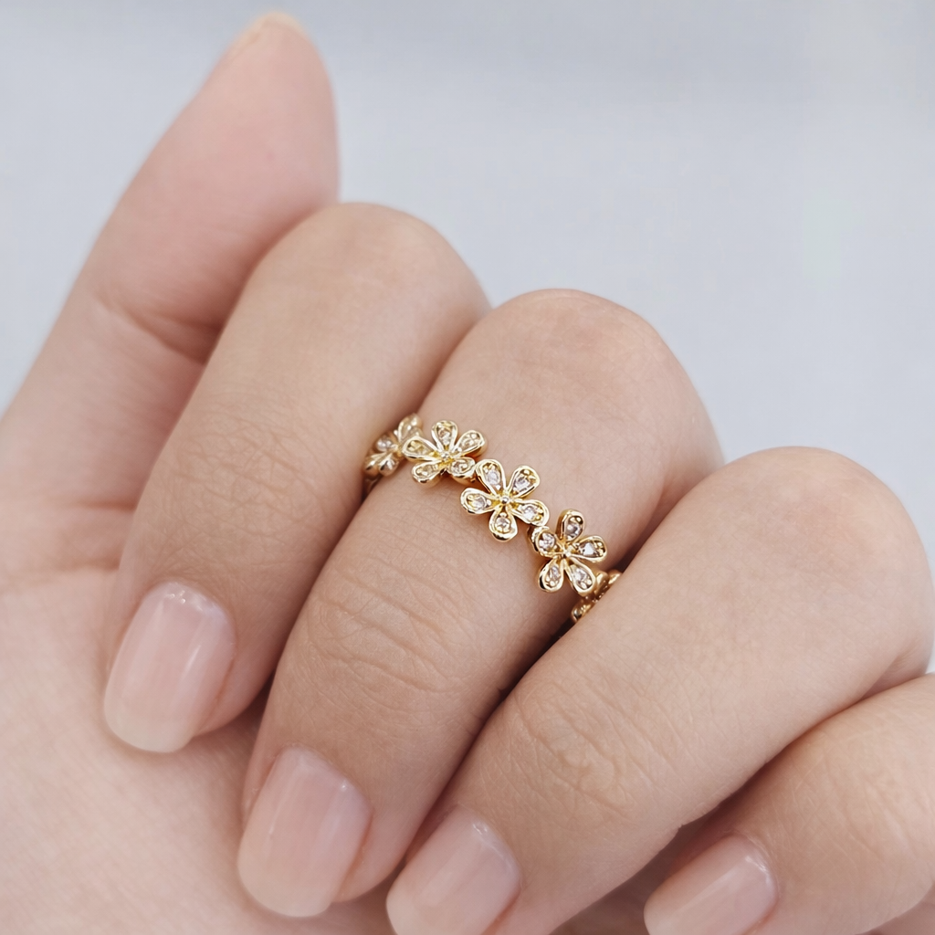 Anillo Corona Flores | Ajustable
