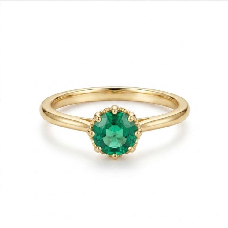 Anillo Solitario Tipo Esmeralda