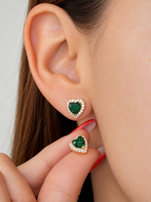 Aretes Heart Green