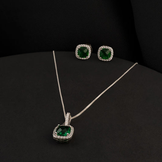 Conjunto Pave Circón Verde | Plata Ley 925 Italiana 🇮🇹