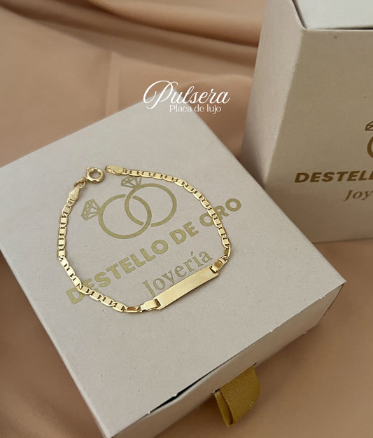 Pulsera placa tejido escalera plana