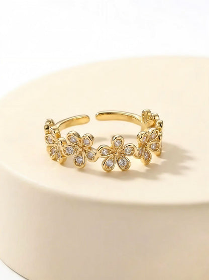 Anillo Corona Flores | Ajustable