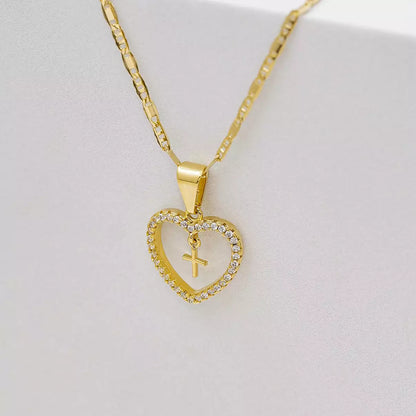 Dije Corazón + Cruz Mini