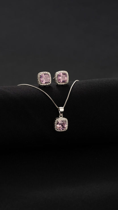 Conjunto Pave Circón Rosado | Plata Ley 925 Italiana 🇮🇹