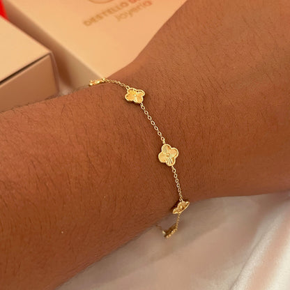 Pulsera Mini Clover Dorada | 16 cm