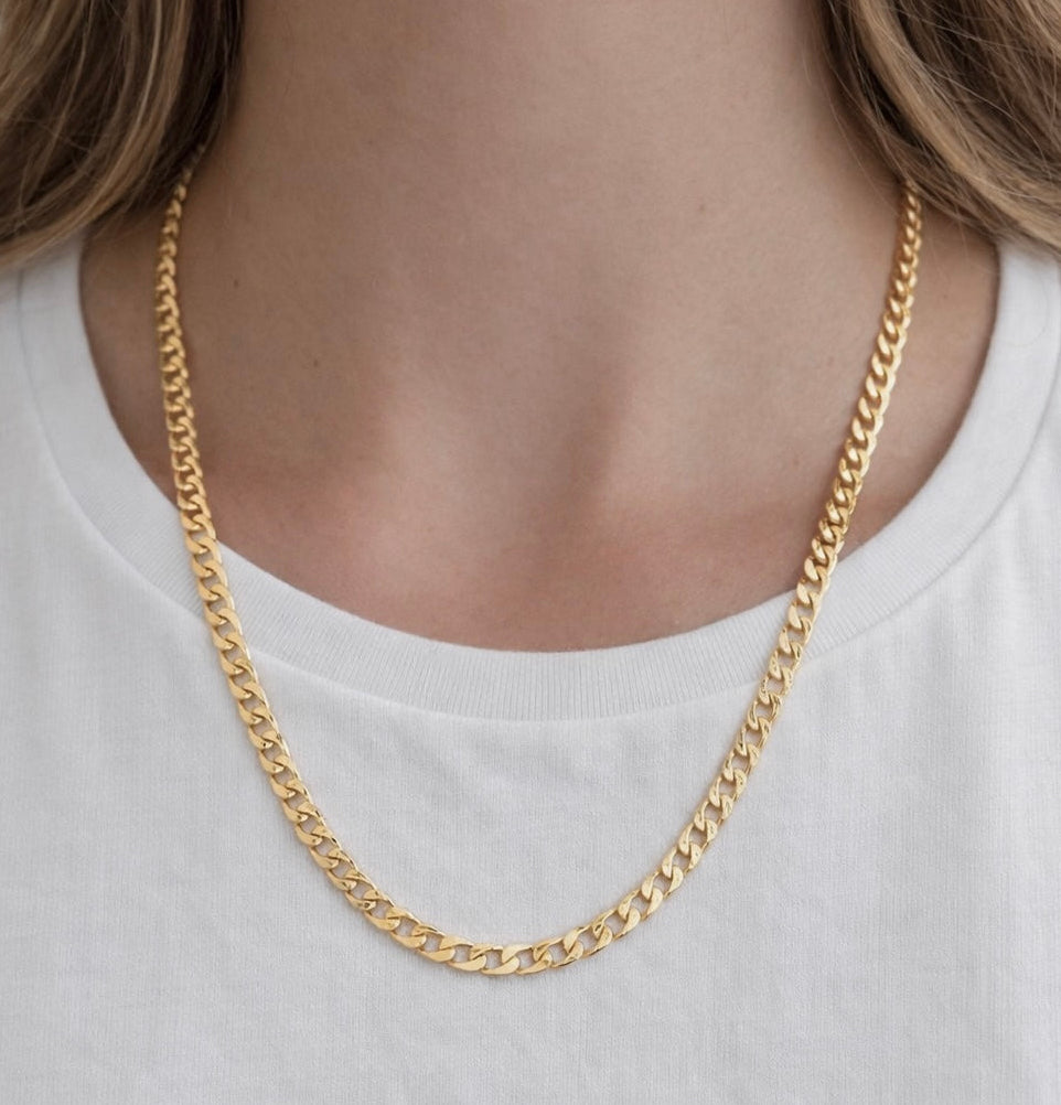 Cadena Cubana Plana Diamantada | 50 cm