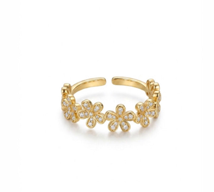 Anillo Corona Flores | Ajustable