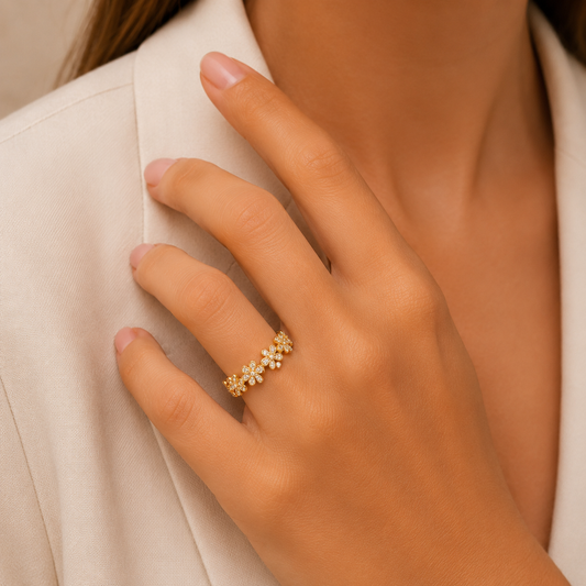Anillo Corona Flores | Ajustable