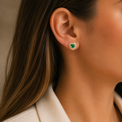 Aretes Heart Green