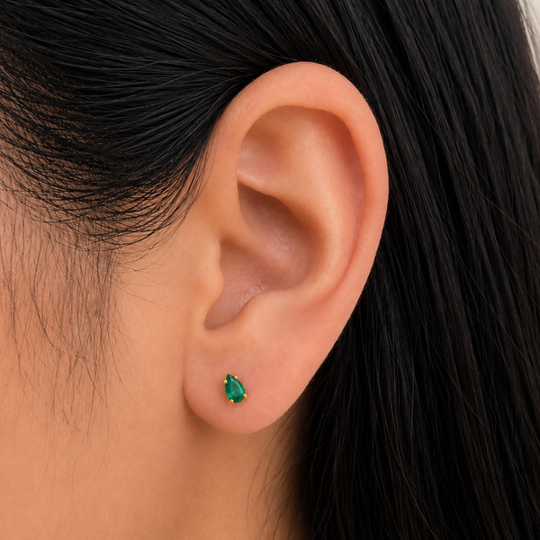 Arete Gota Verde Esmeralda