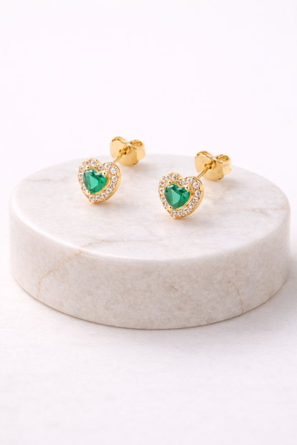 Aretes Heart Green